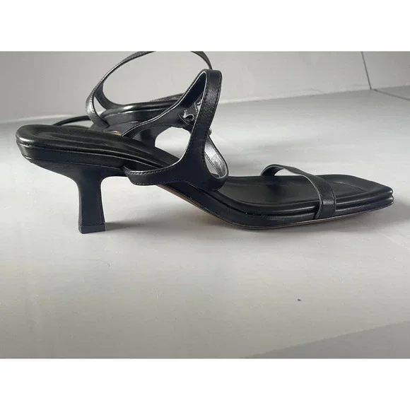 Vince Sandals Womens Size 8 Black Leather Square Toe Slingback Kitten Heel - Picture 9 of 11